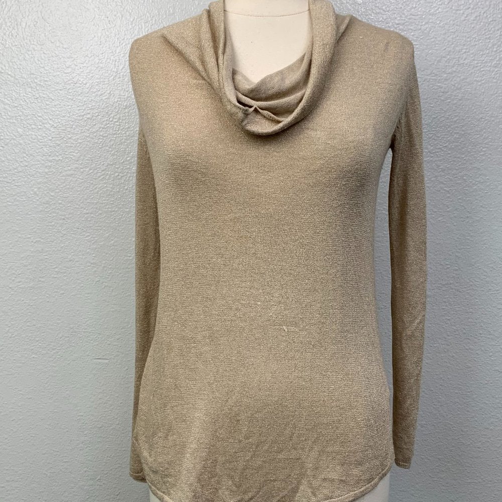 NWT & Defects  Joie Mikkeline Cowl Neck Sweater Dusty Pink Sand Gold Women's XXS
